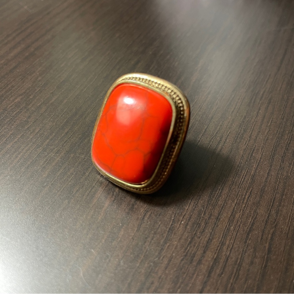 Orange And Gold Statement Ring - image 4